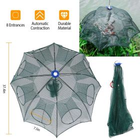 Foldable Fishing Bait Net Trap Crab Net Shrimp Minnow Crawdad Fish Cast Dip Cage Mesh Automatic Contraction (Color: Green)