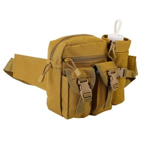 Tactical Waist Bag Utility Pouch Military Hiking Belt Bag w/ Water Bottle Pouch For Fishing Mountaineering Camping Hunting Running Outdoor (Option: CampBeltBagBrown)