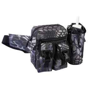 Tactical Waist Bag Utility Pouch Military Hiking Belt Bag w/ Water Bottle Pouch For Fishing Mountaineering Camping Hunting Running Outdoor (Option: CampBagPythonBlack)