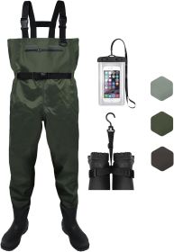 Fishing Waders For Men & Women, Waterproof 2-Ply Nylon PVC Chest Wader With Boots For Outdoor (Option: M5W7)